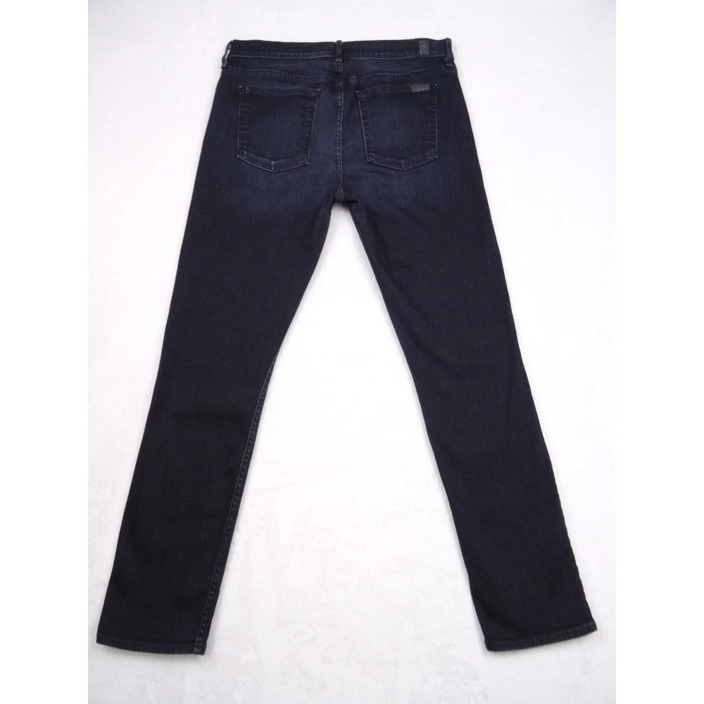 7 For All Mankind Womens Jeans Size 27 Black Denim The Relax Skinny Mid Rise‎